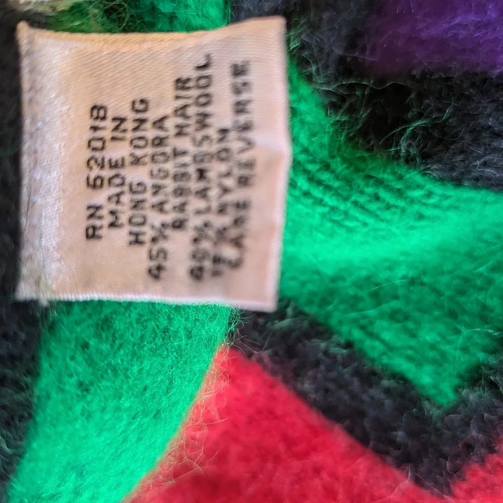 90's Colorblock Angora Geometric Sweater - Picture 13 of 14